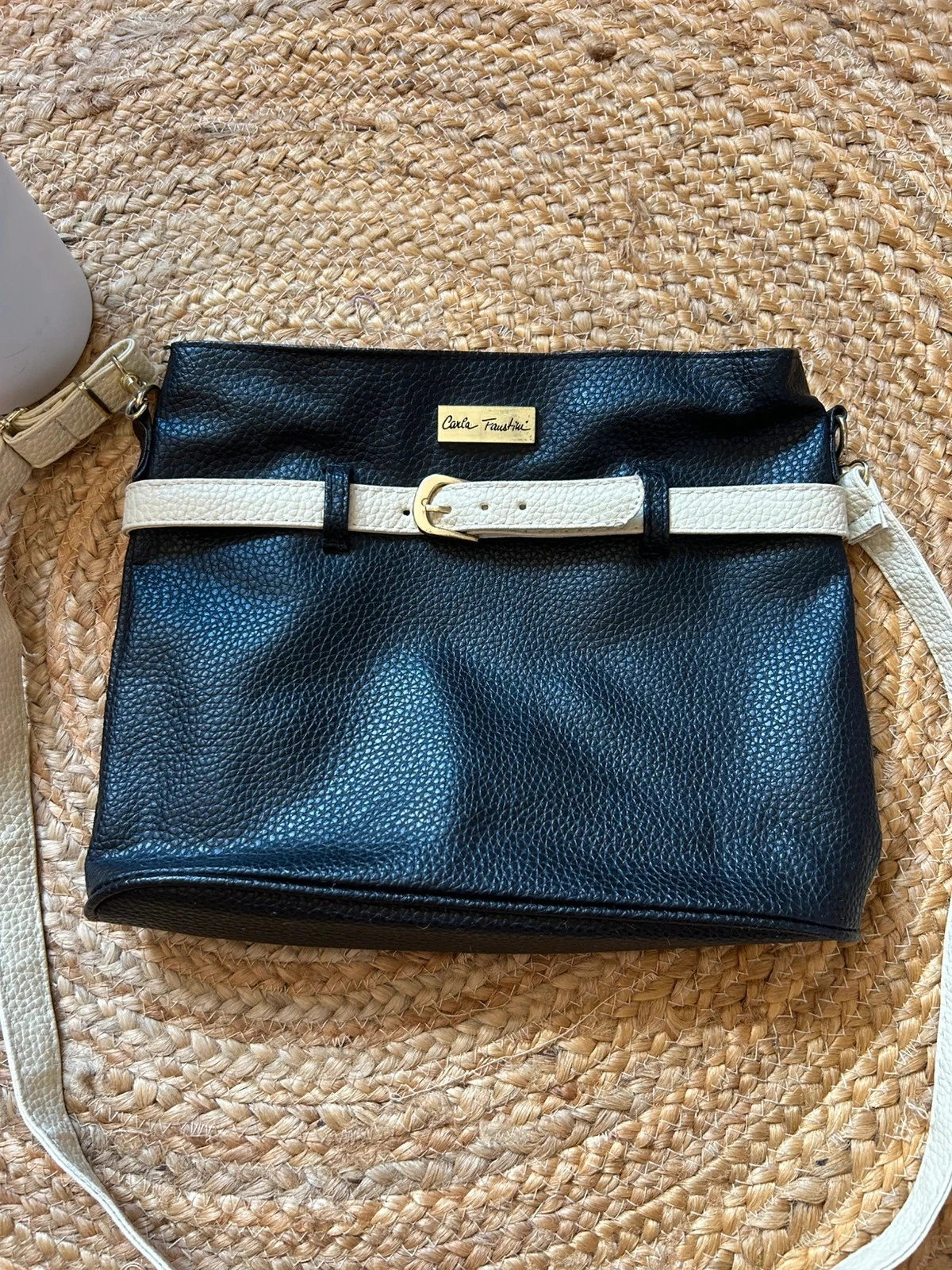 👜🌿Vintage 90s bohemian sailor Coastal boho navy & white crossbody bag🌿👜 – photo 11